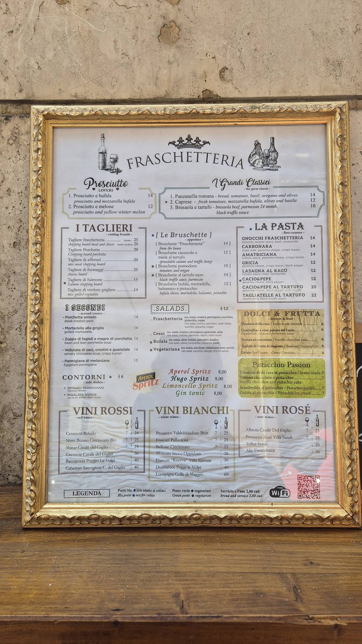 Menu di Fraschetteria Roma 