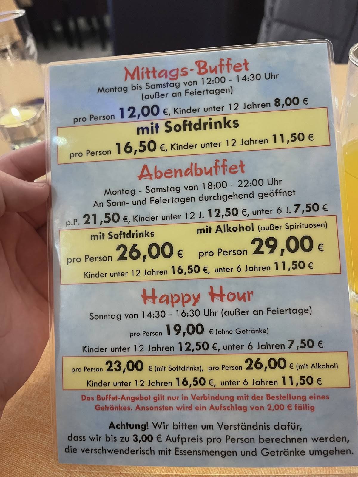 Speisekarte von Restaurant GlückGarten, Viersen