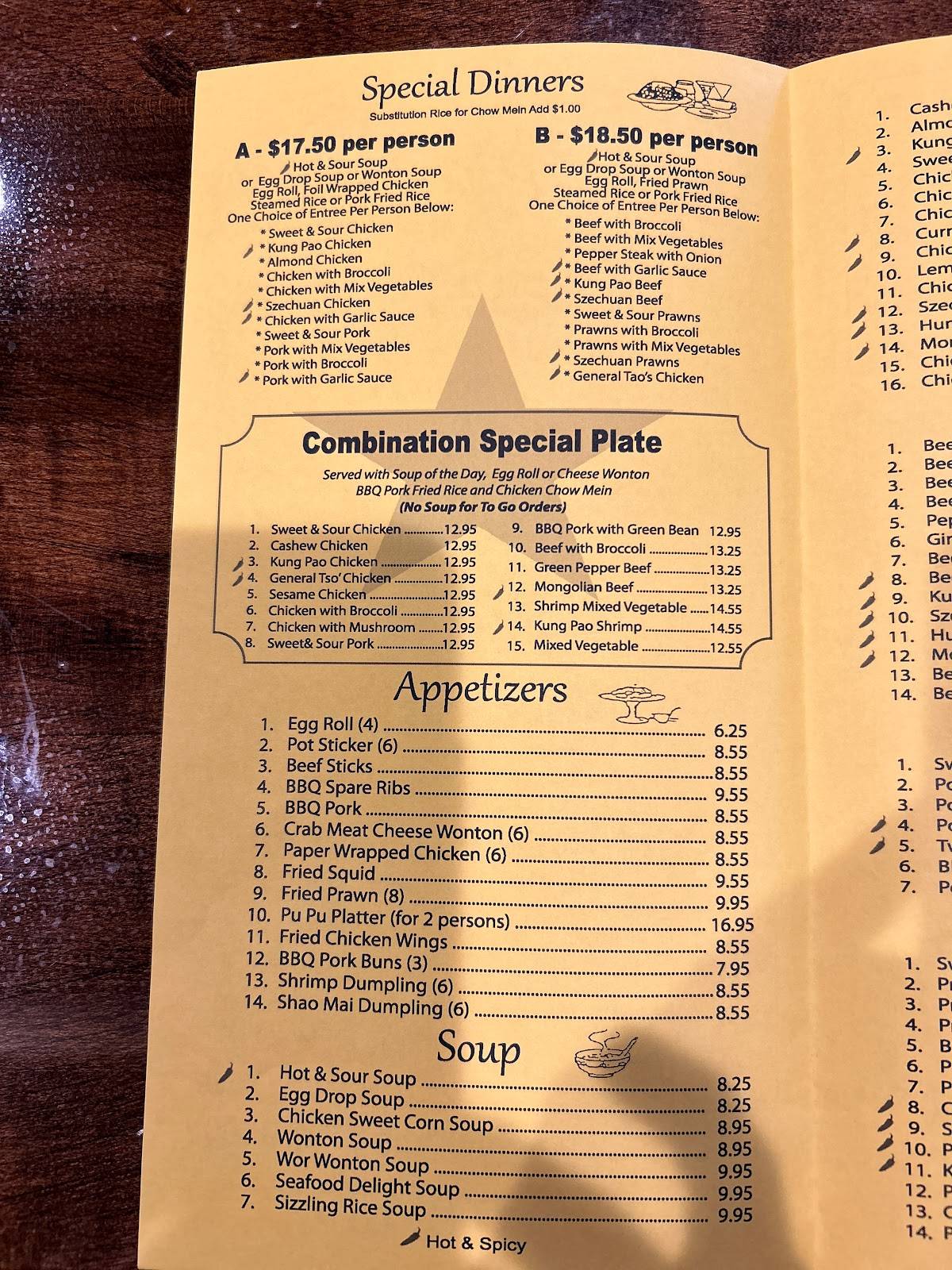 Menu at Golden Star Chinese Food restaurant, Redding, image size:1200x1600
