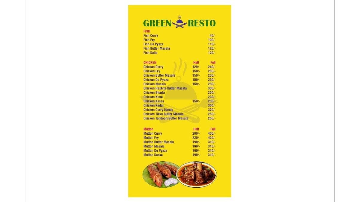 Green Resto menu