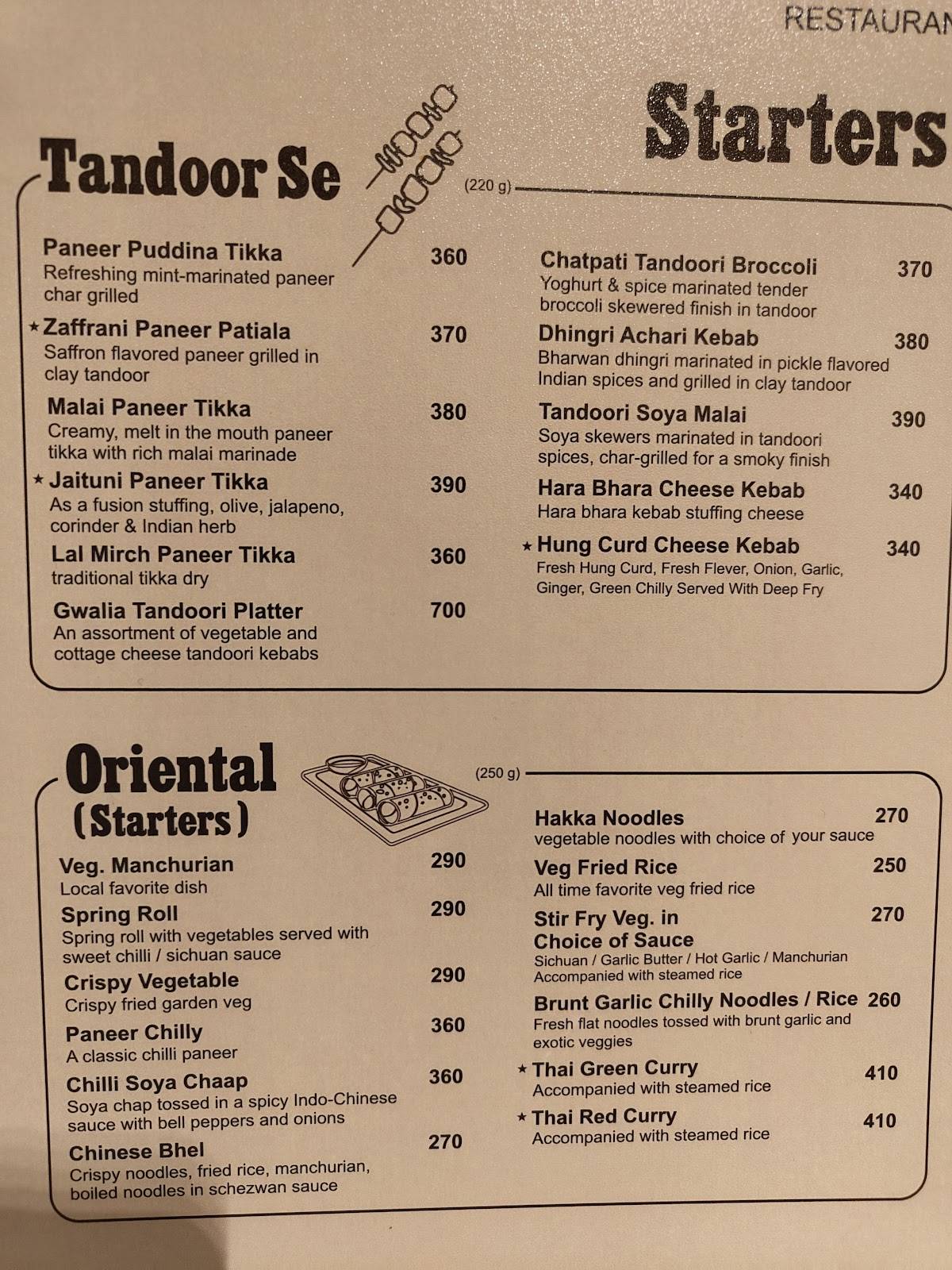 Gwalia Sweets, Street Food & Restaurant menu