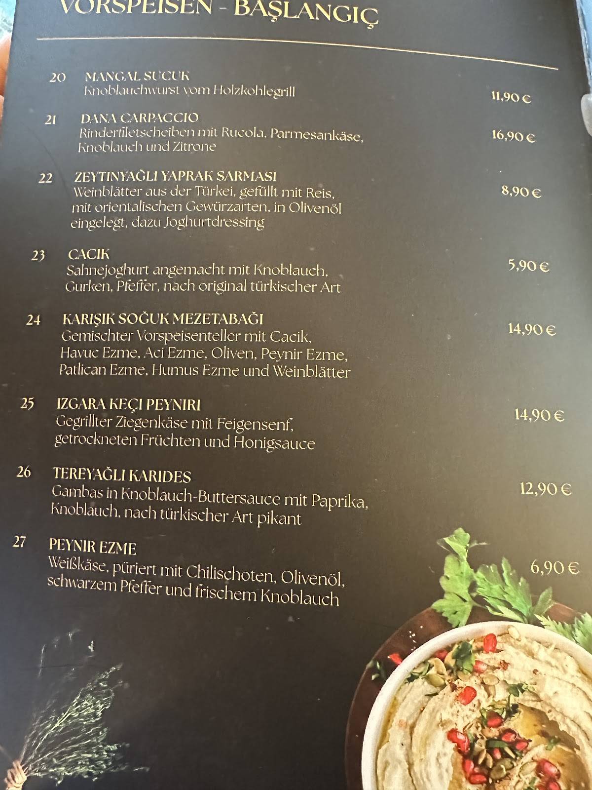 Menu de Restaurant Hanedan