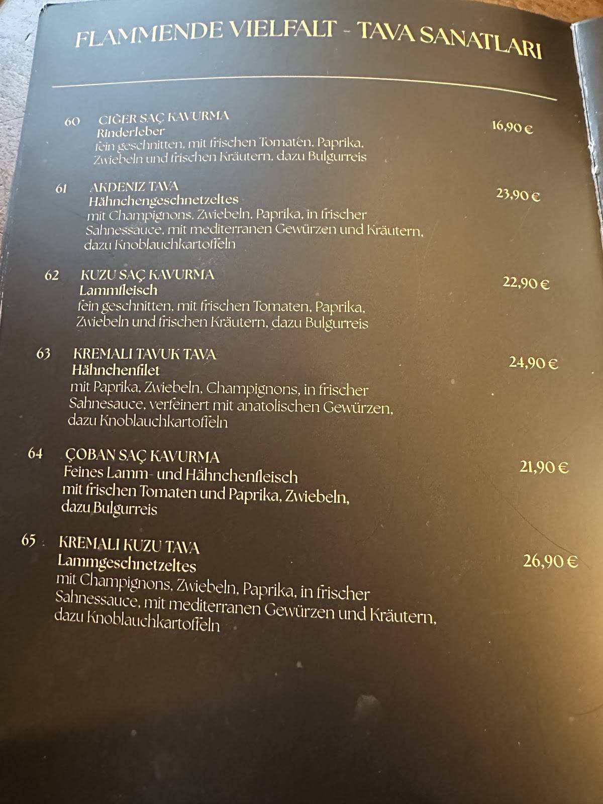 Menu de Restaurant Hanedan