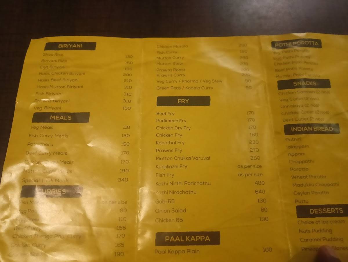Hasi’s Kitchen menu