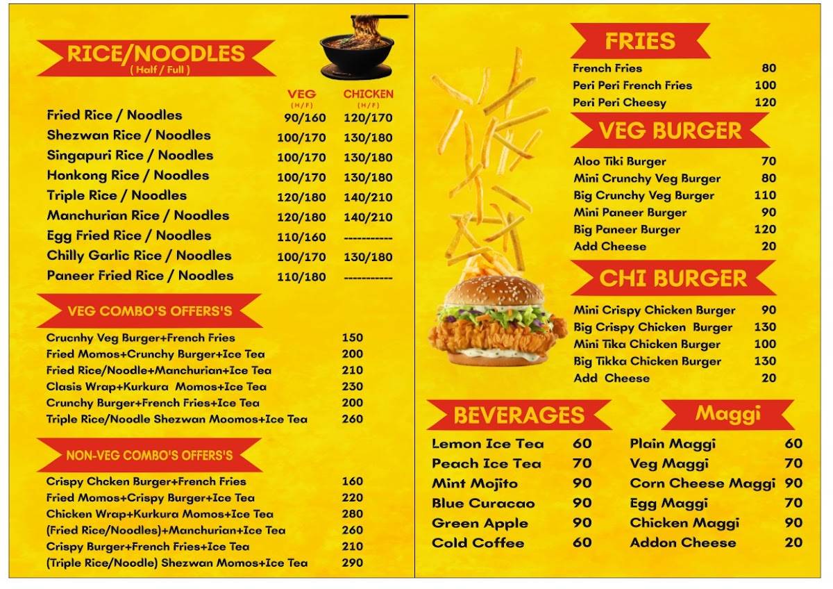 Hot Momo's & Burger menu