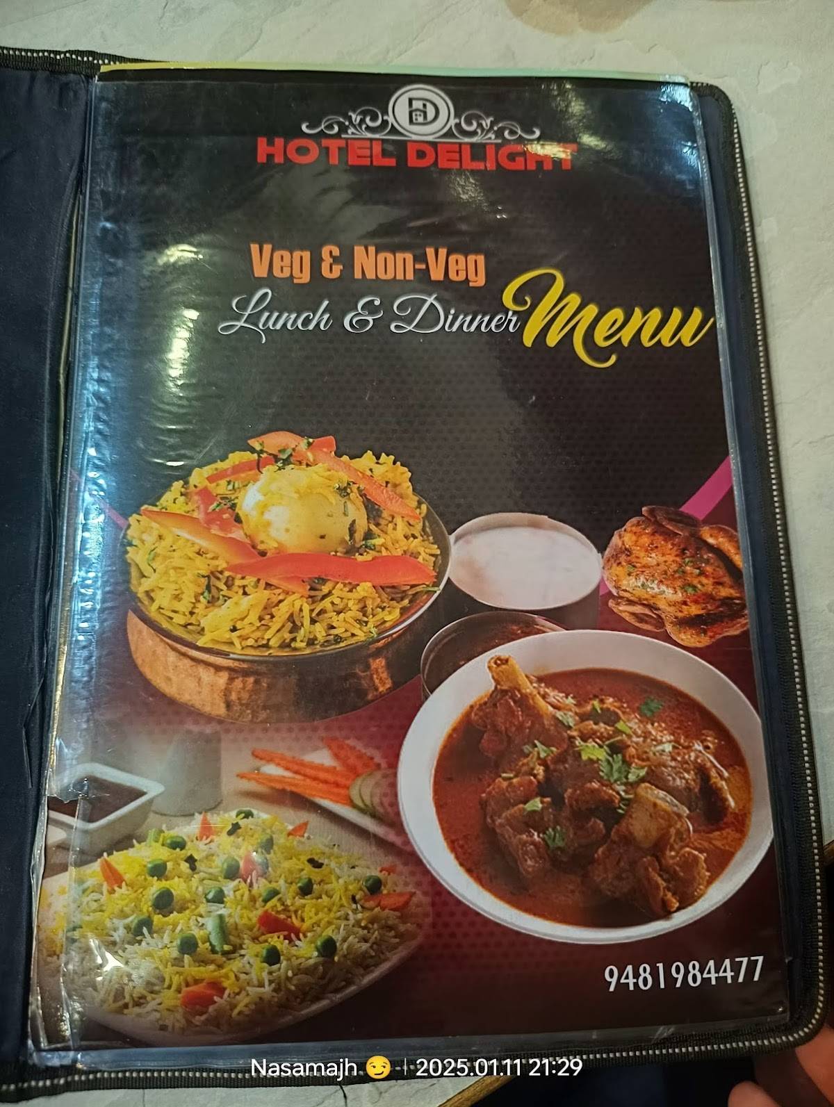 Hotel Delight menu
