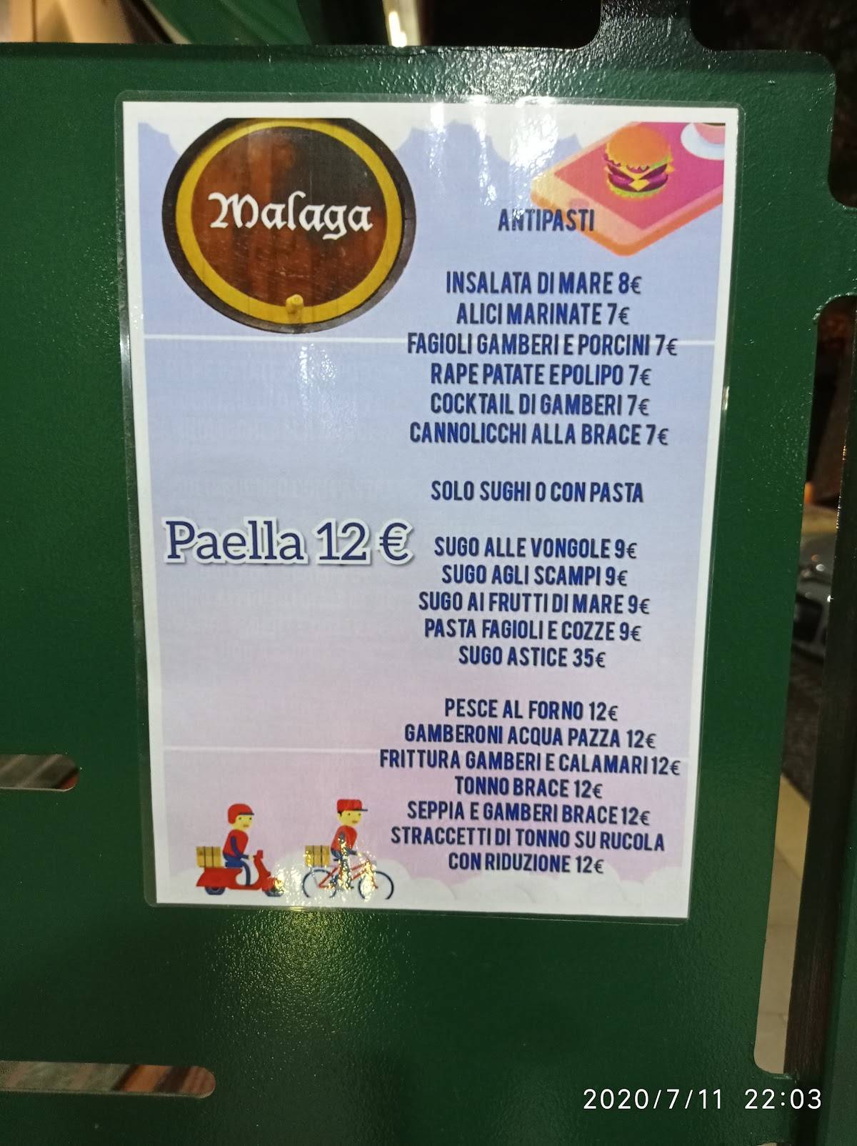 Menu di Malaga 
