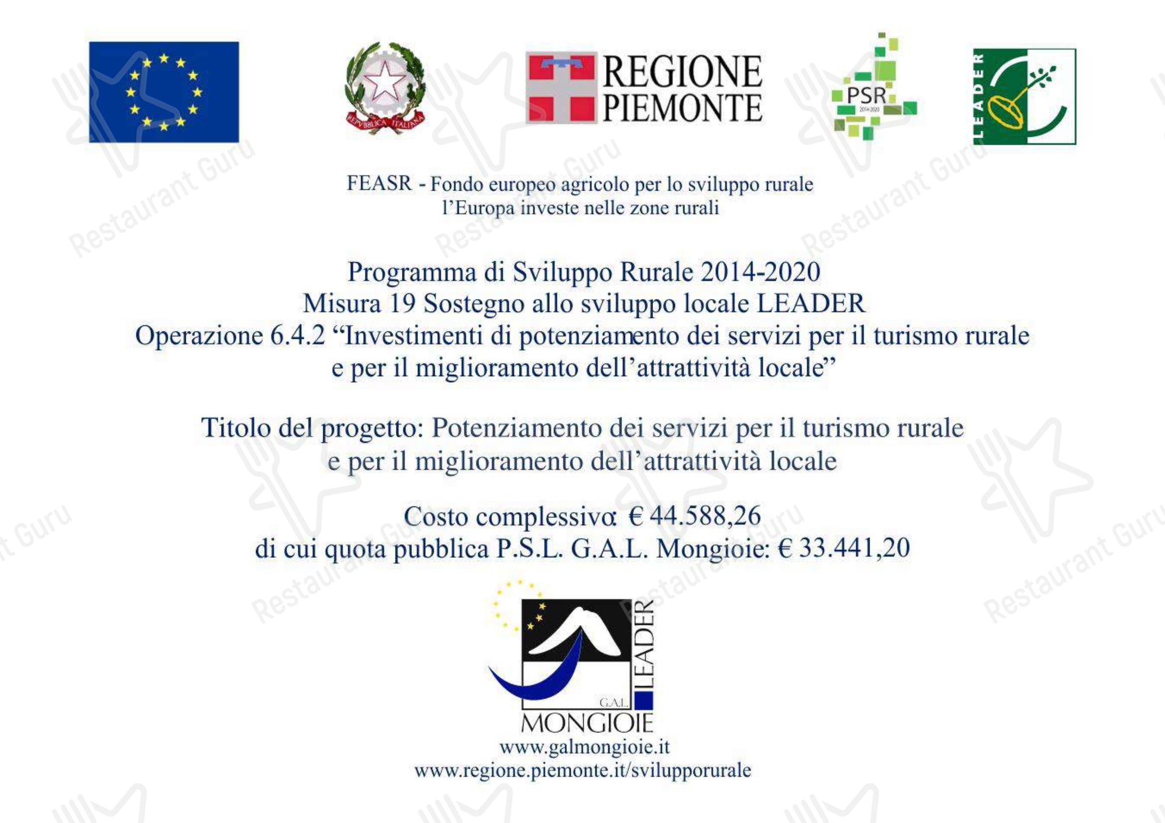 Menu per Restaurant @ Hotel Ristorante Reale in Lurisia
