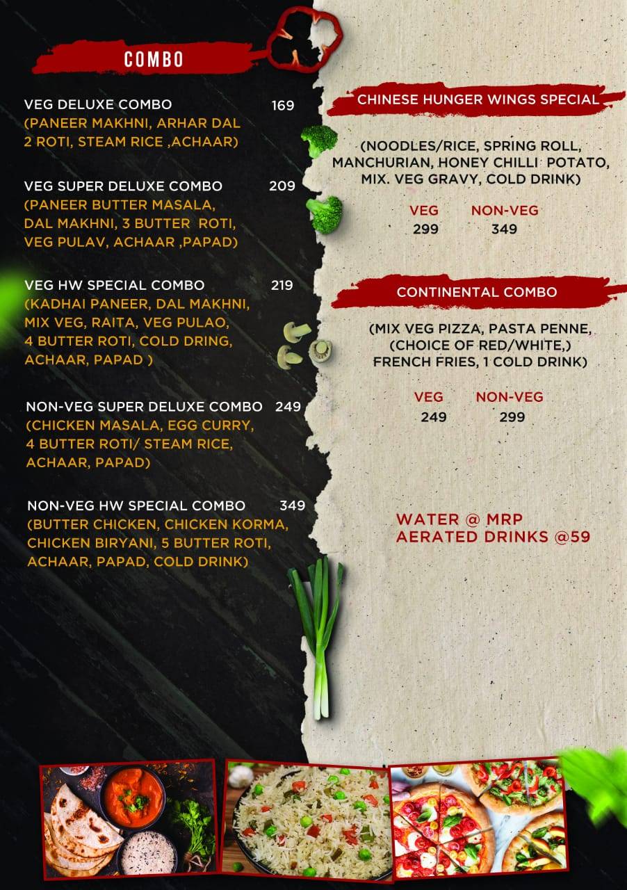 Menu at Hunger Wings The Multi Cuisine Restaurant Best Cafe in Agra Best Family restaurant in