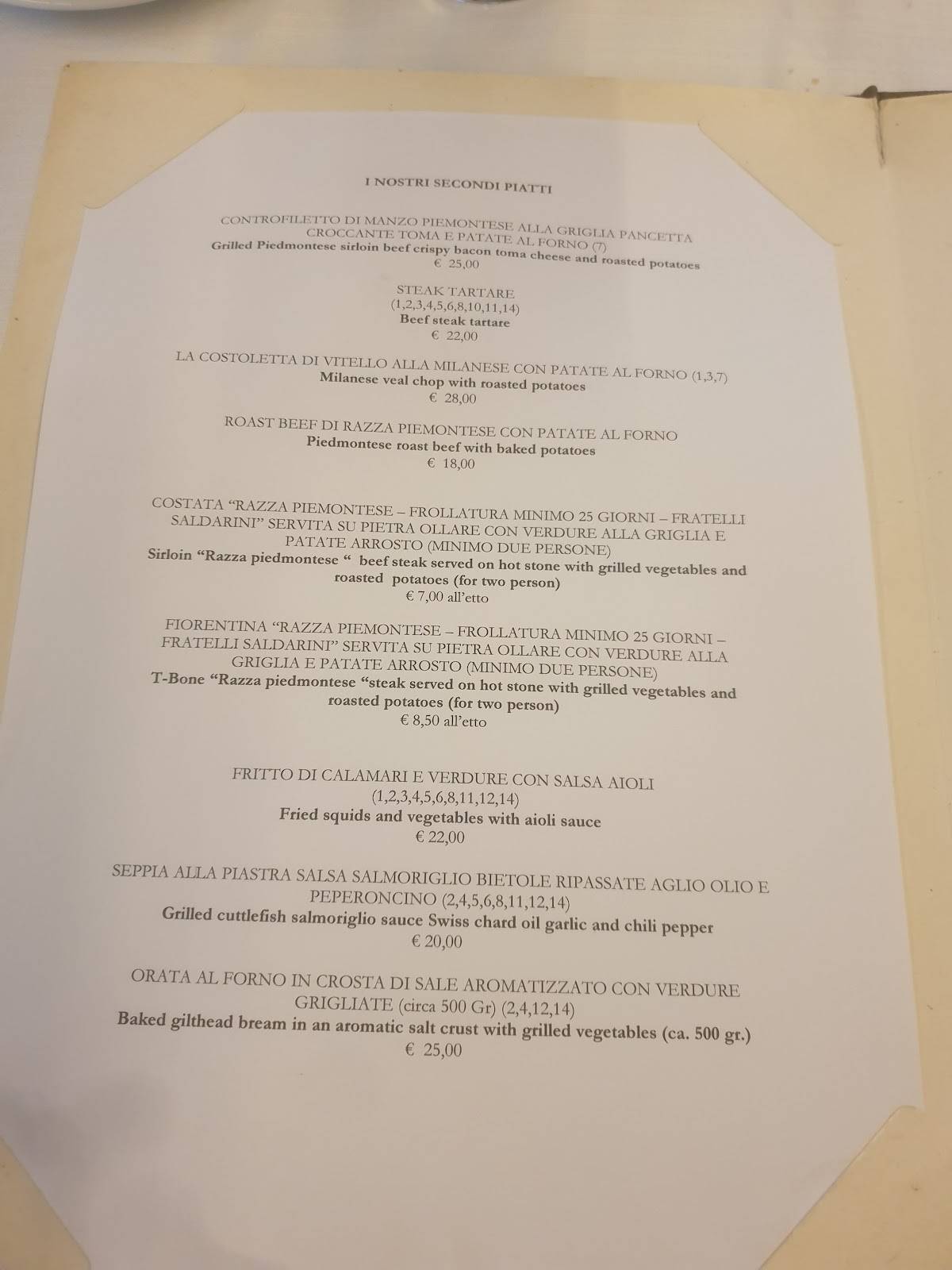 Menu di I Poeti del Gusto 