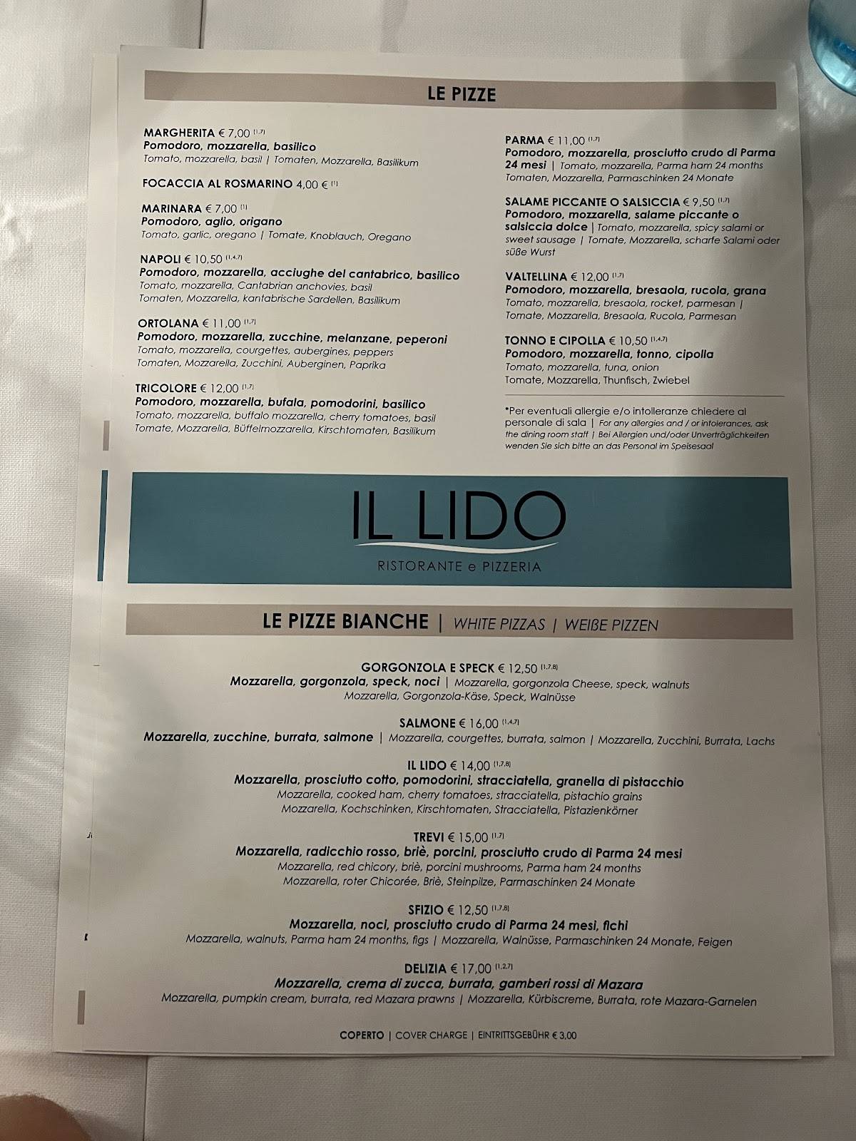 Menu di Il Lido 