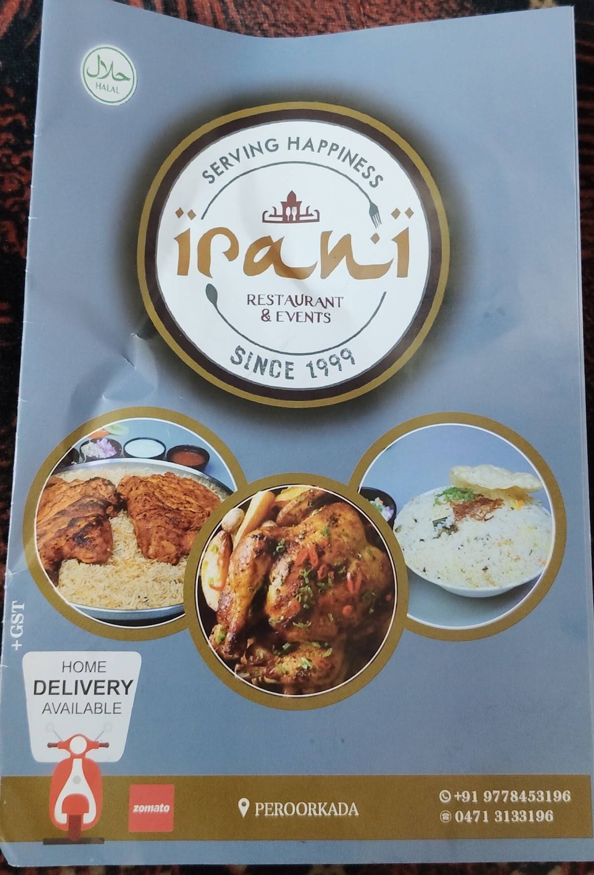 IRANI Restaurant & Events Peroorkada menu
