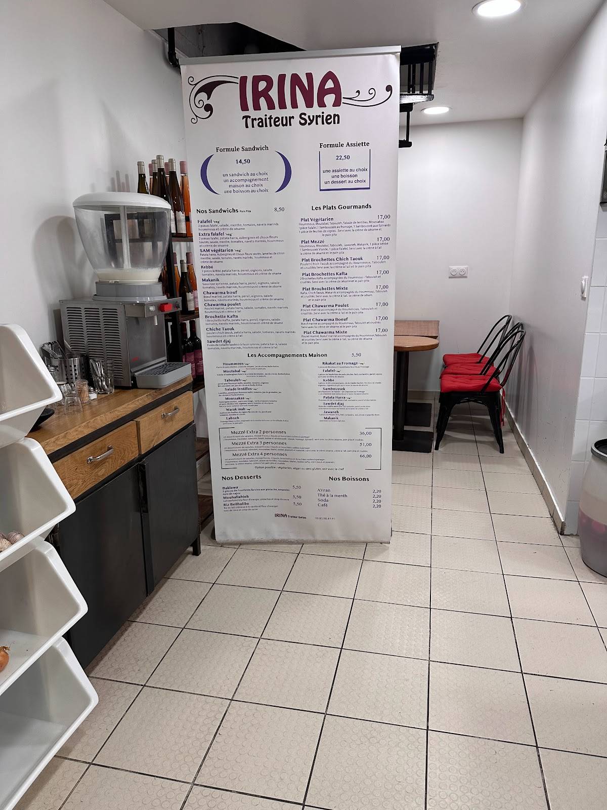 Menu de Restaurant IRINA