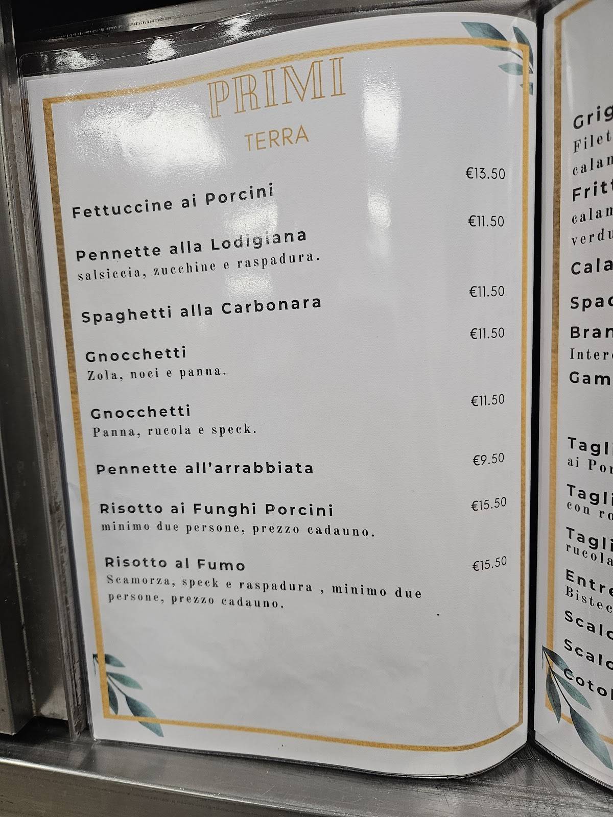 Menu di Goccia di Mare 