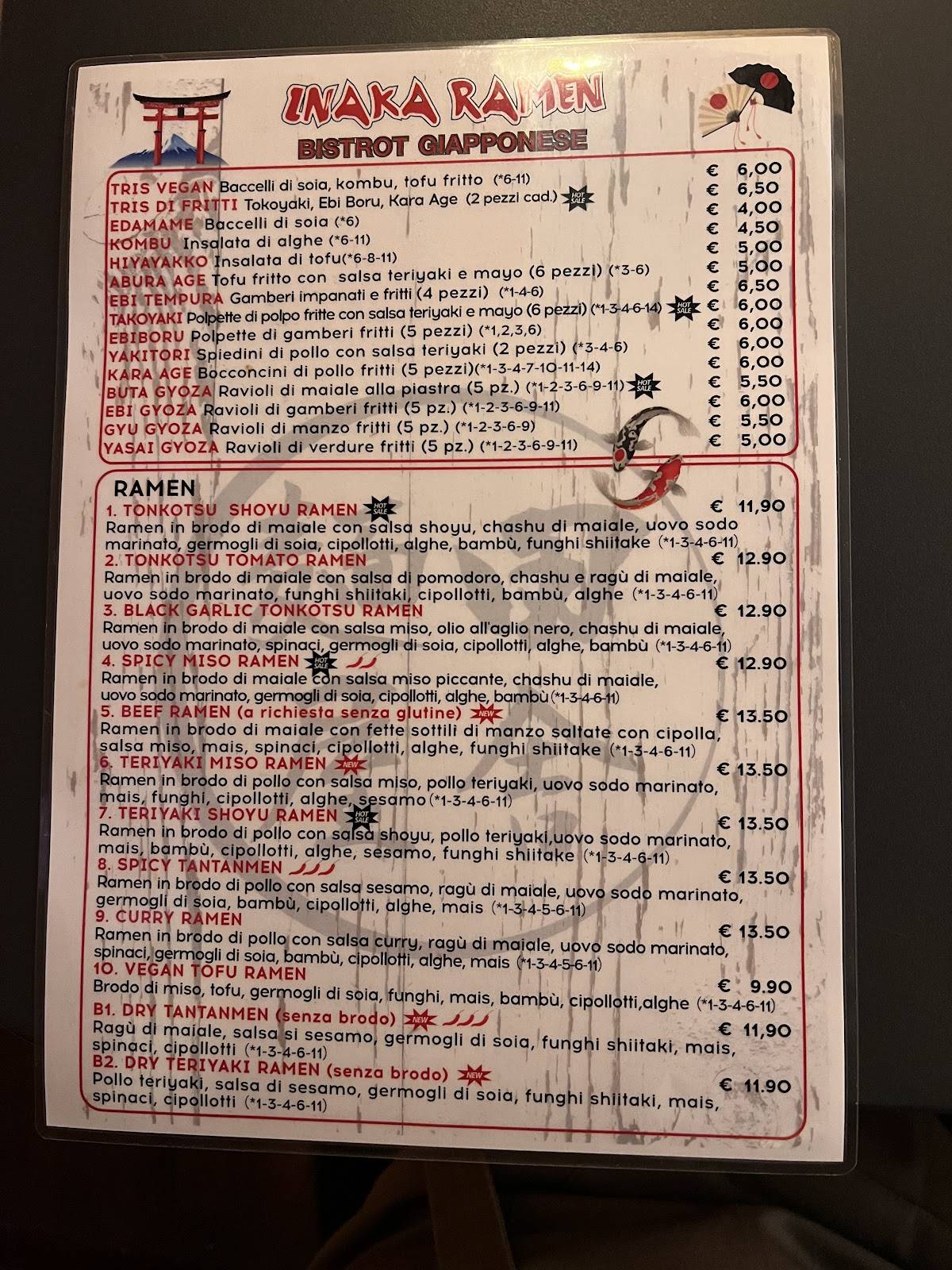 Menu di Inaka Ramen 
