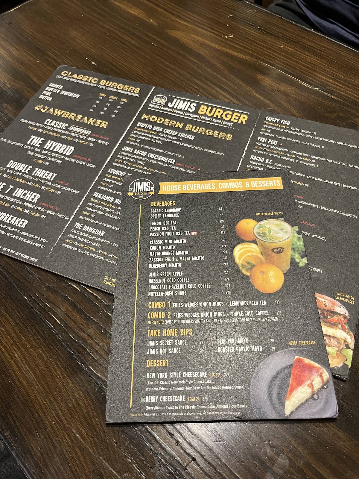 JIMIS BURGER - Thane menu