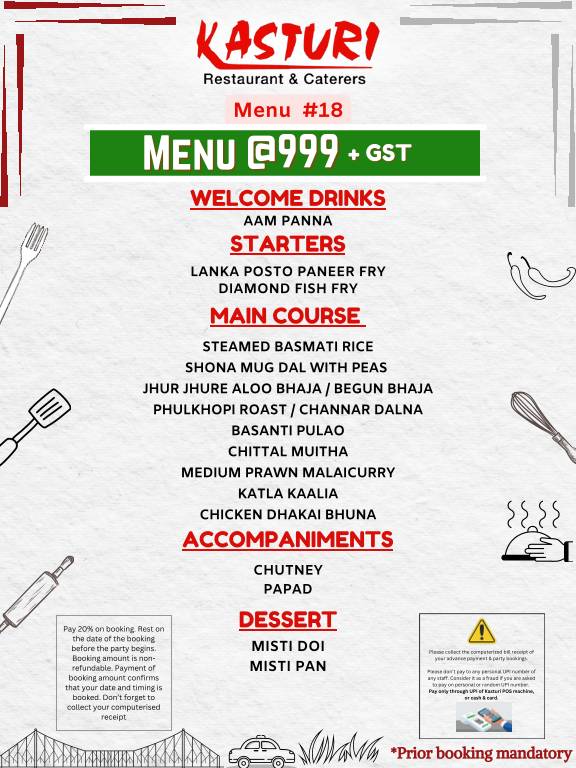 Kasturi Restaurant menu