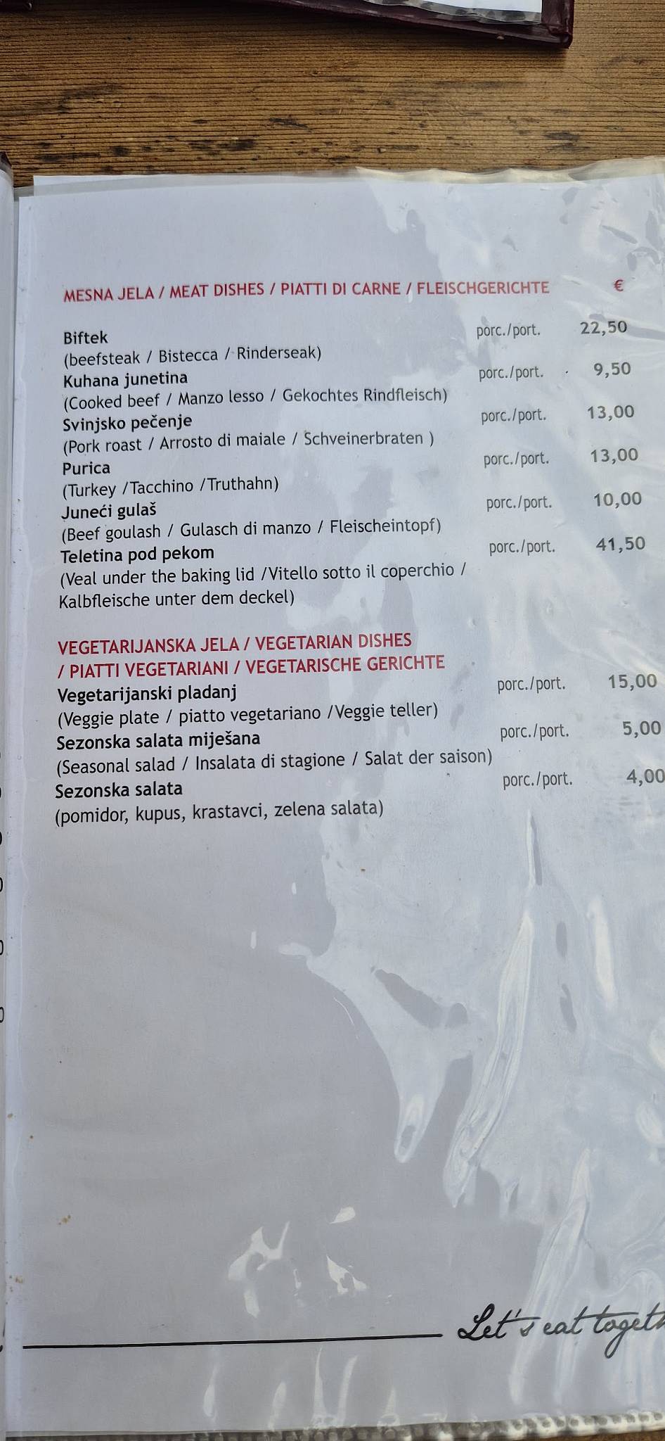 Menu di Konoba Fiume 