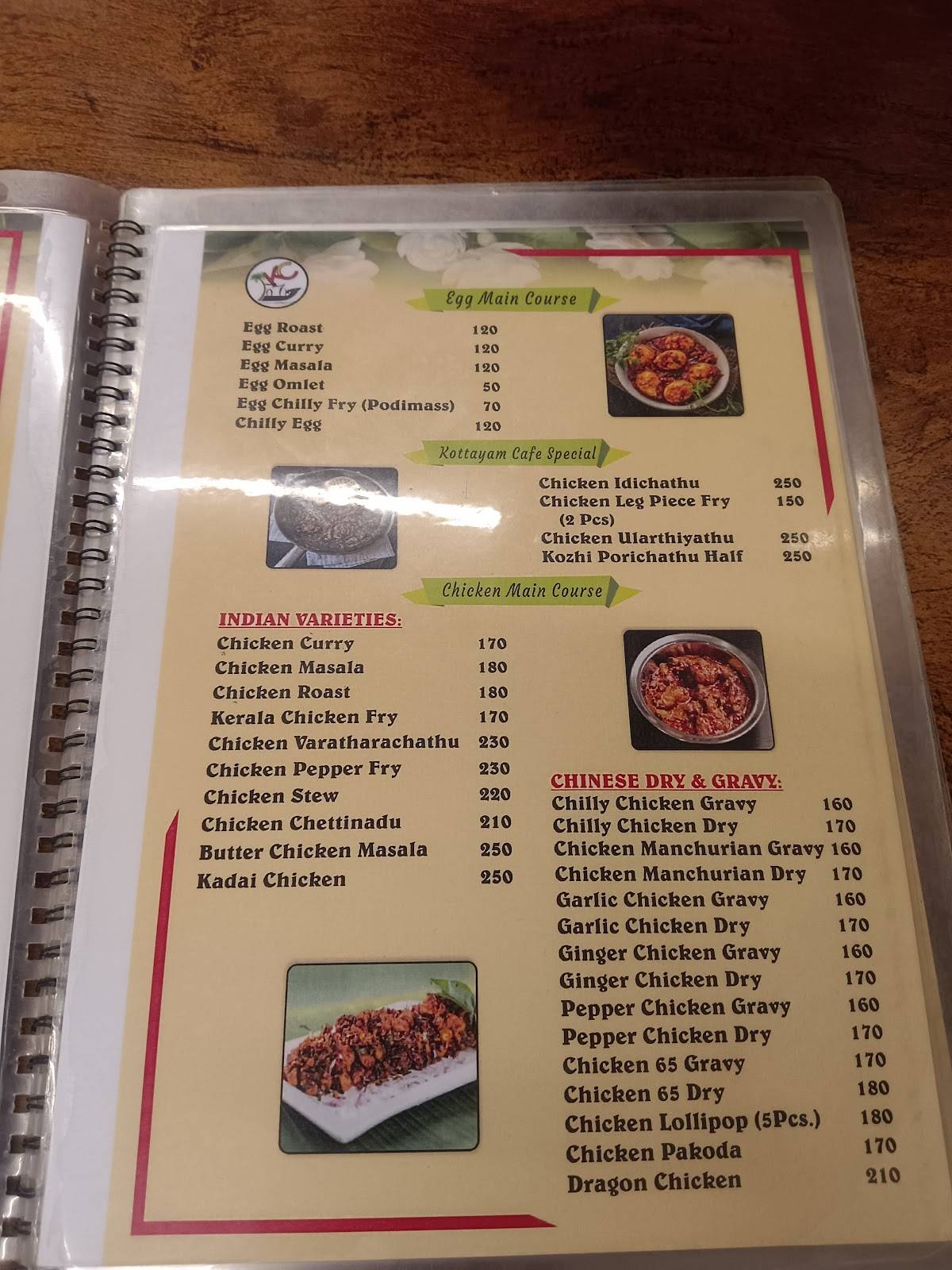 Kottayam Cafe Kerala Restaurant menu
