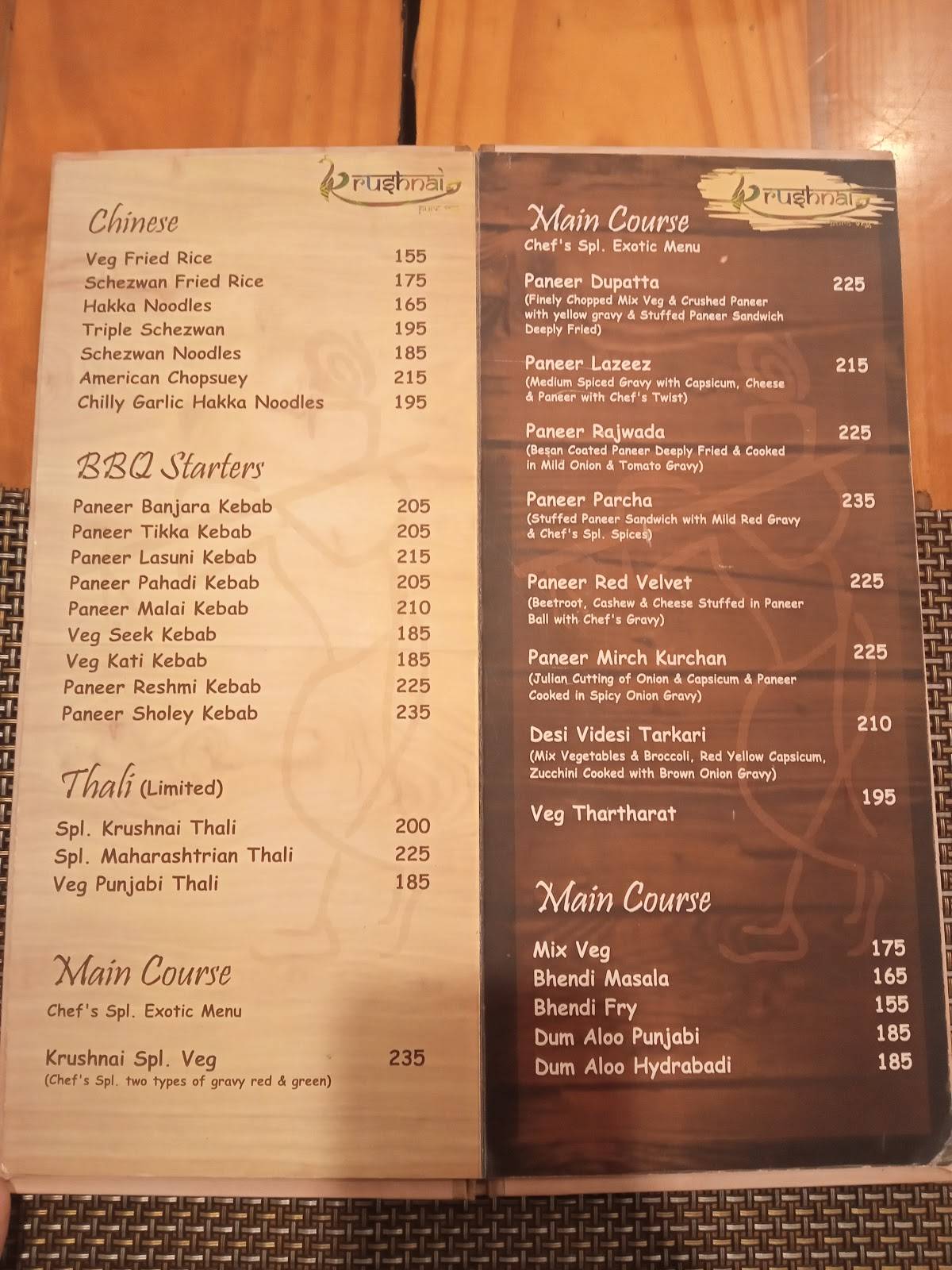 Krushnai Pure Veg menu