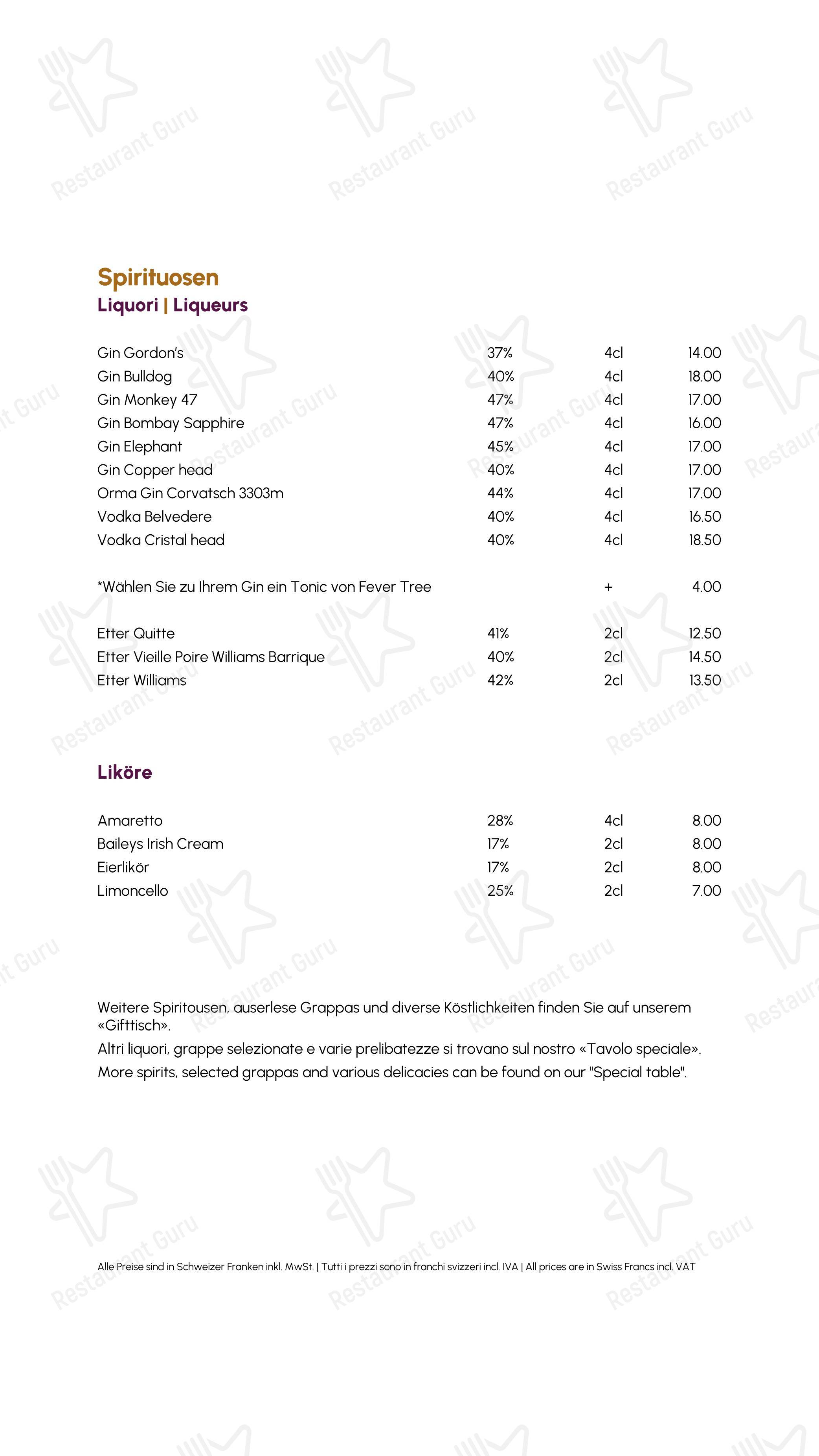 Menu di Restaurant Kuhstall - 菜单