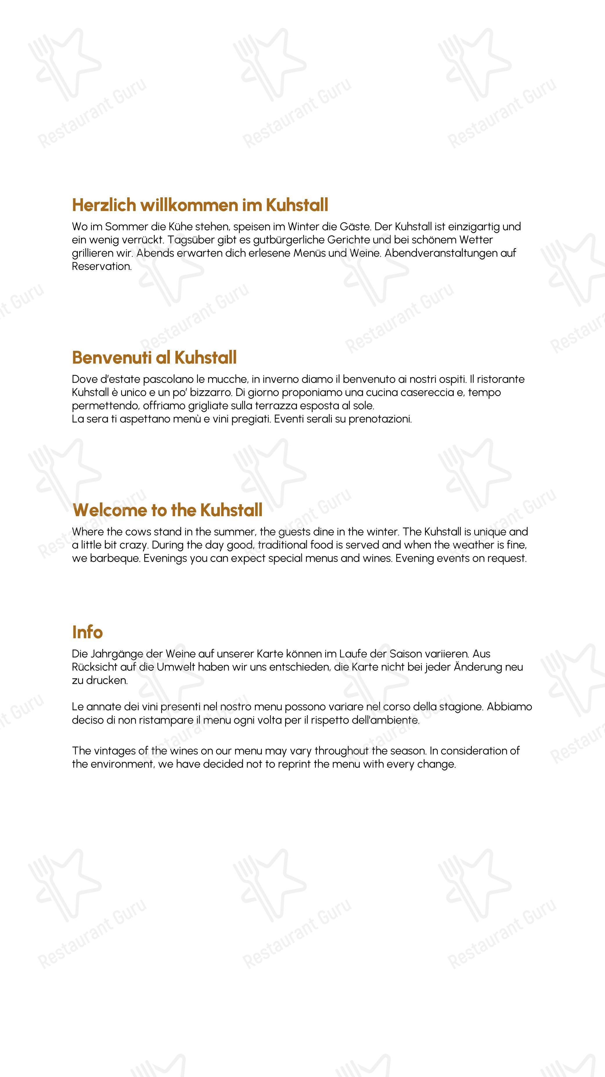 菜单 per Restaurant Kuhstall in Sils im Engadin/Segl