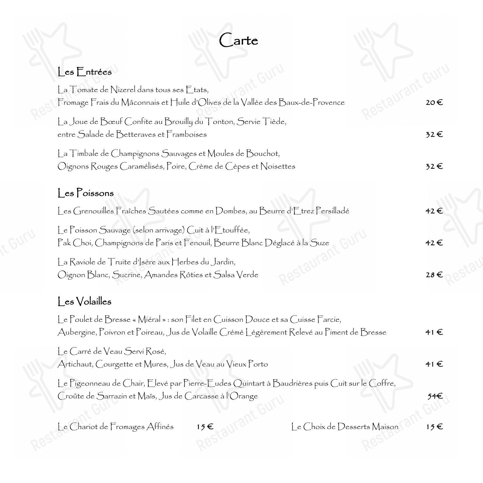 Restaurant LE RAISIN dans Pont-de-Vaux - Menu bar