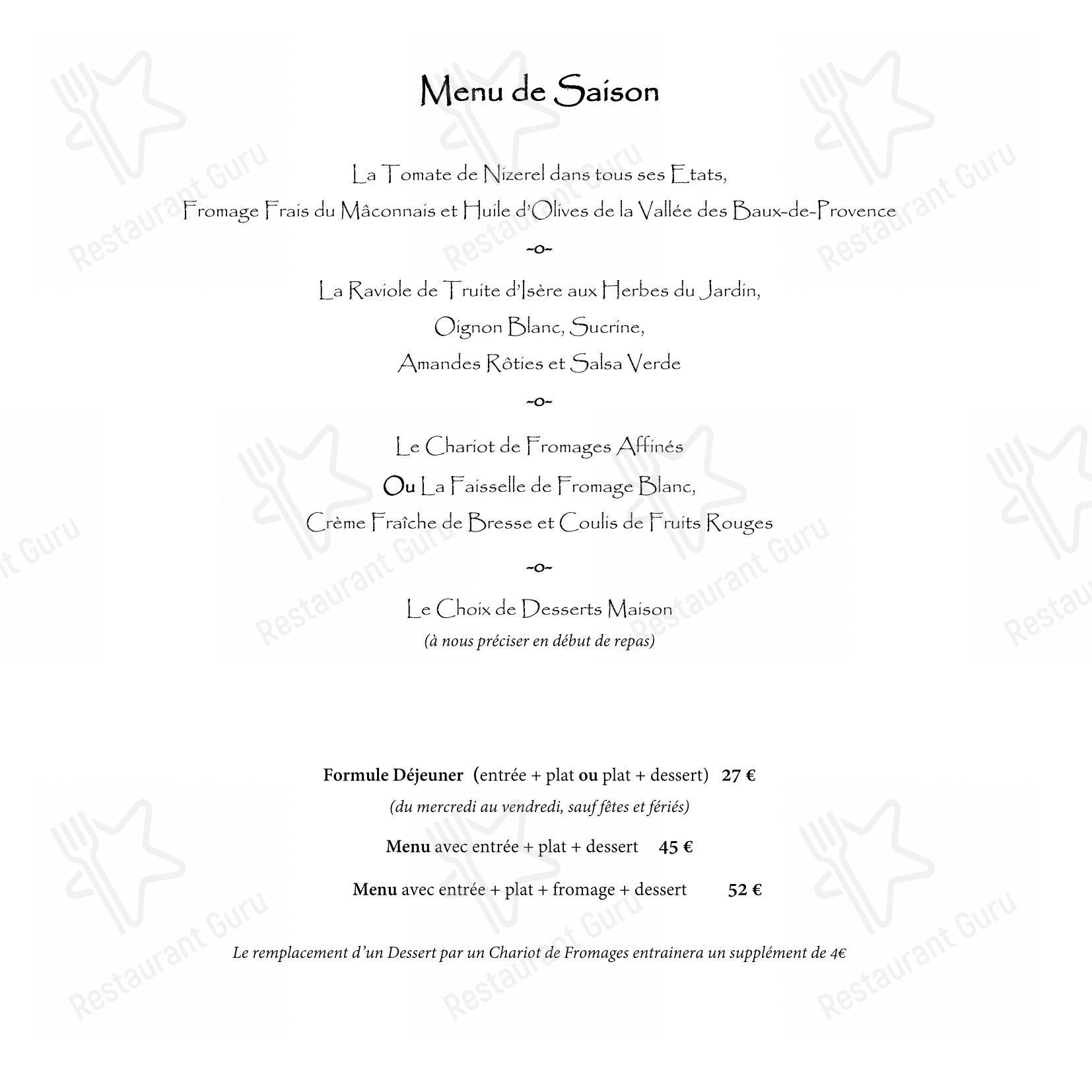 Menu bar pour Restaurant LE RAISIN restaurant