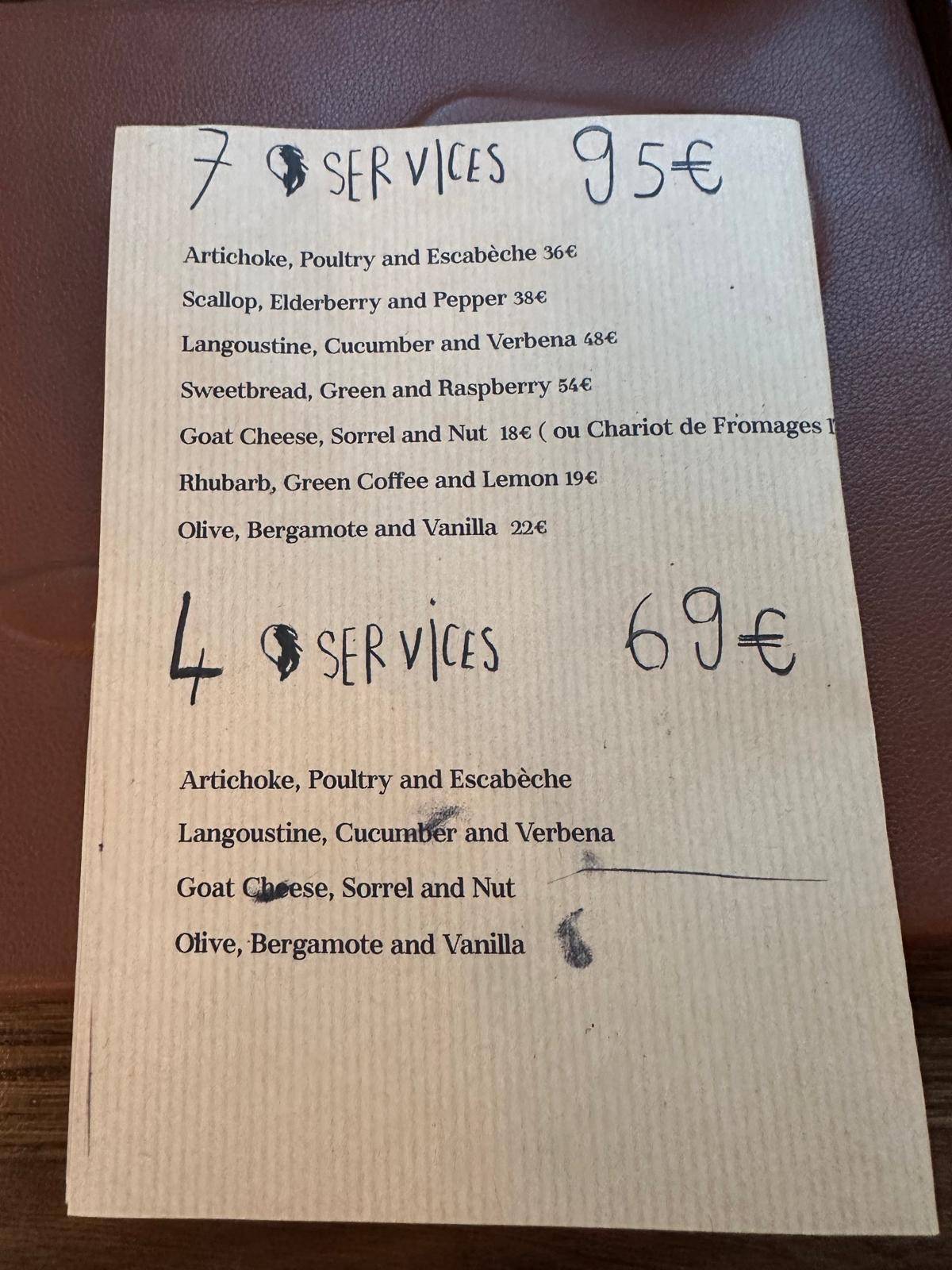 Menu de L'Établi
