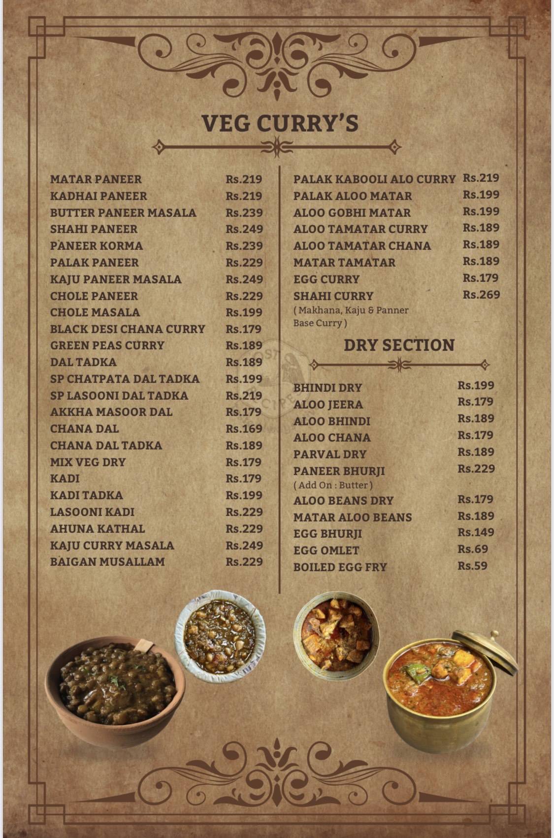 LOST RECIPES menu
