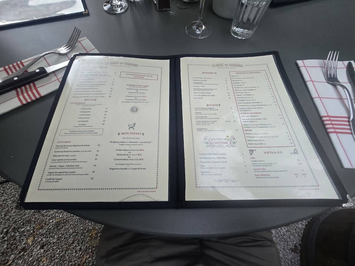 Menu de La Mare aux Canards