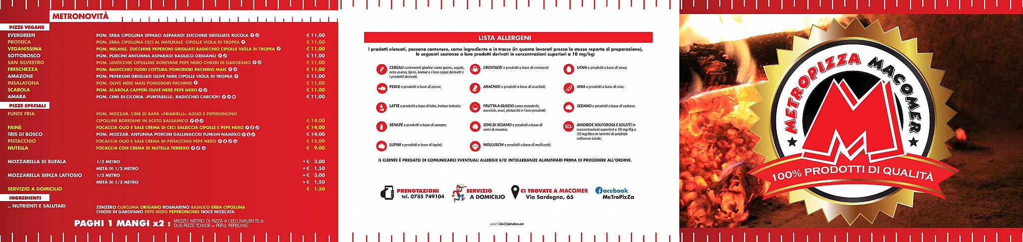 Menu di LA METROPIZZA 