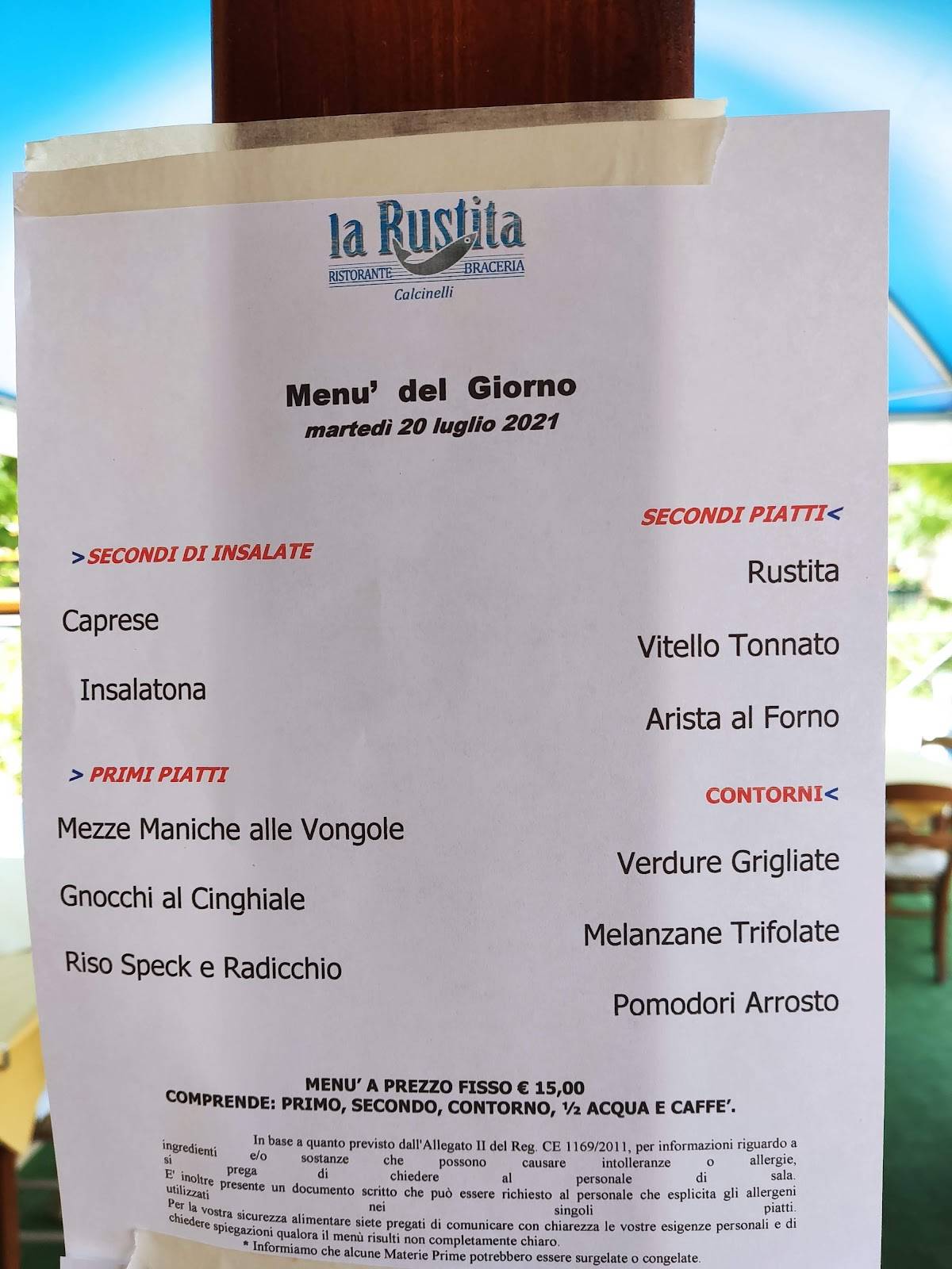 Menu di La Rustita Calcinelli 