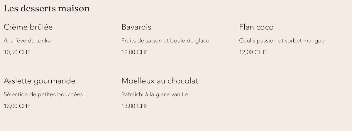 Menu di La Sarcelle 