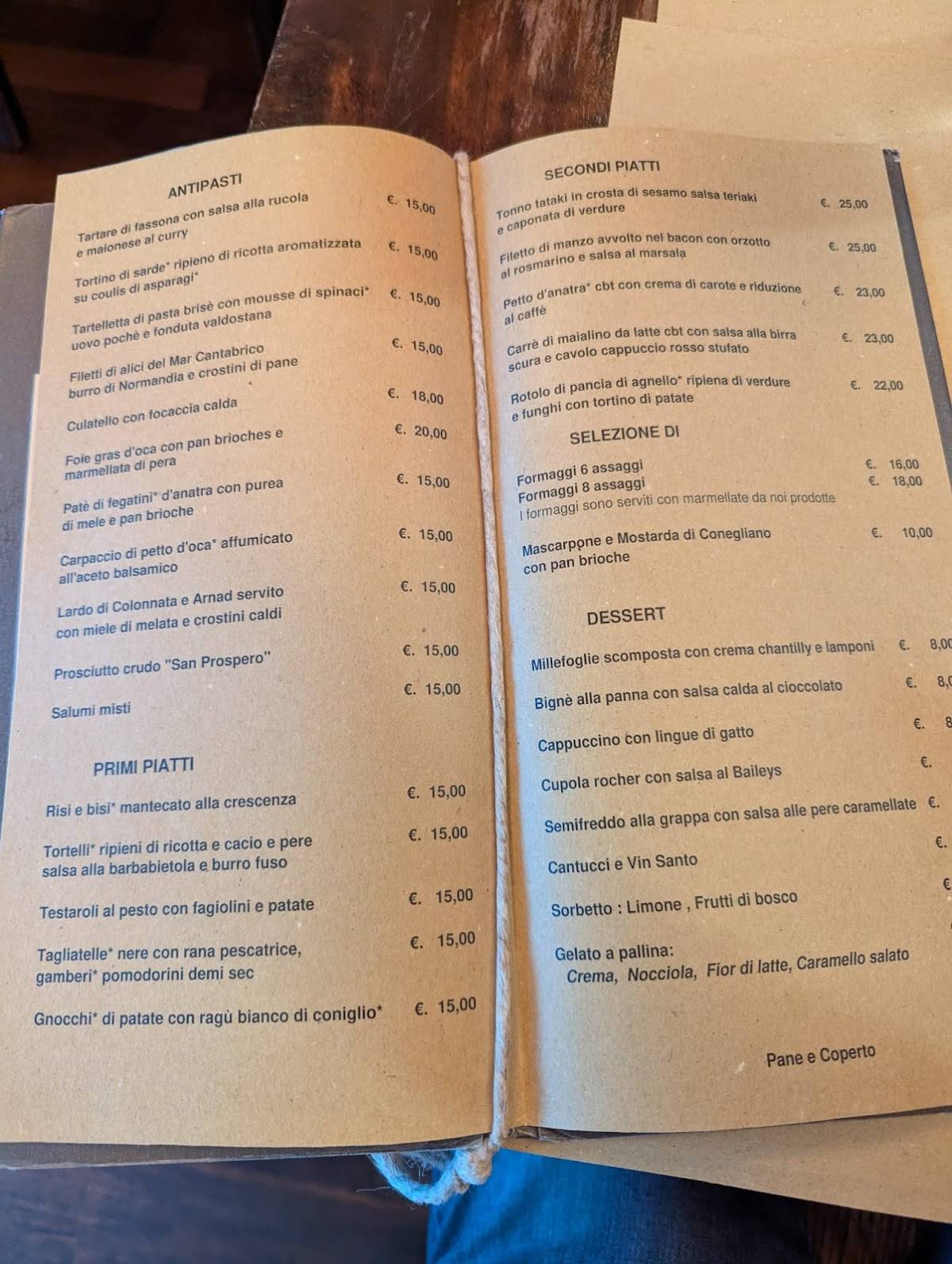 Menu di La Torre Degli Aquila 