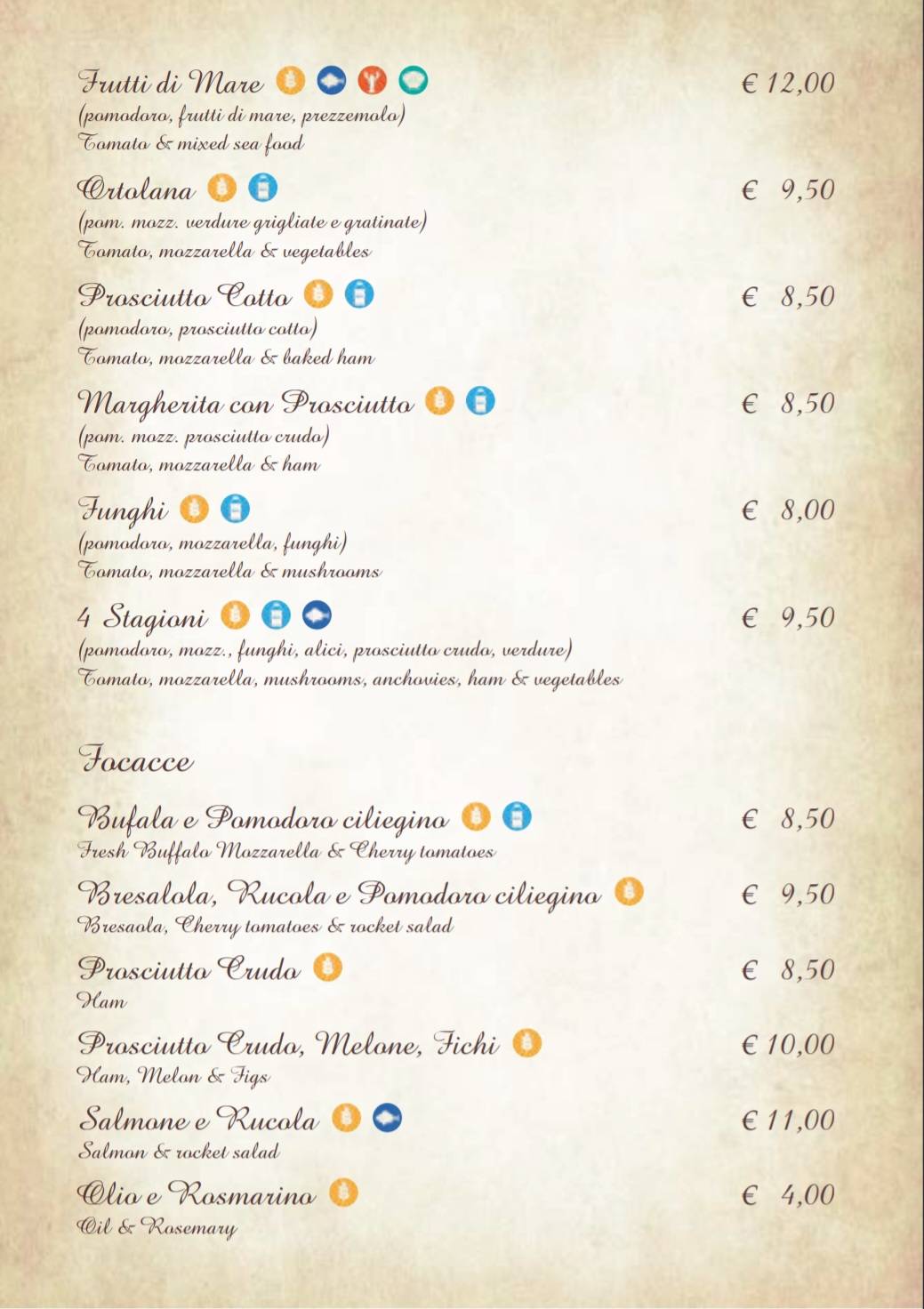 Menu di La Villetta 