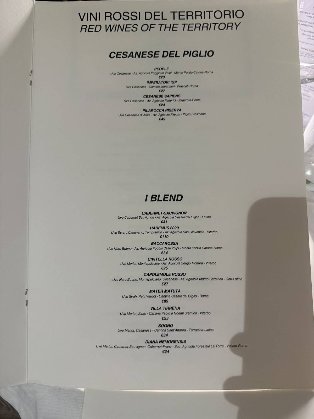 Menu di L'altra Guancia 