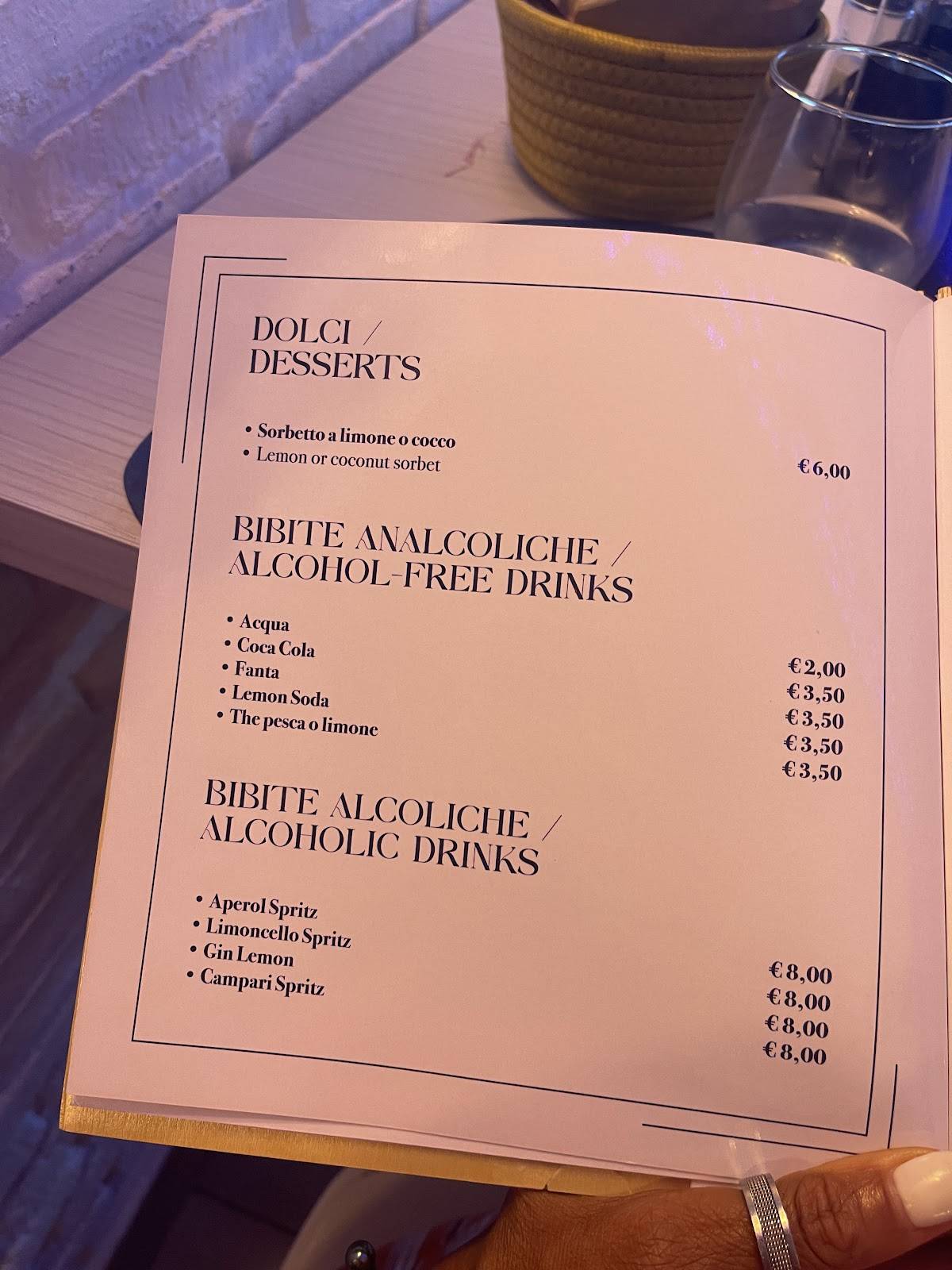 Menu di Le Tre Caravelle 