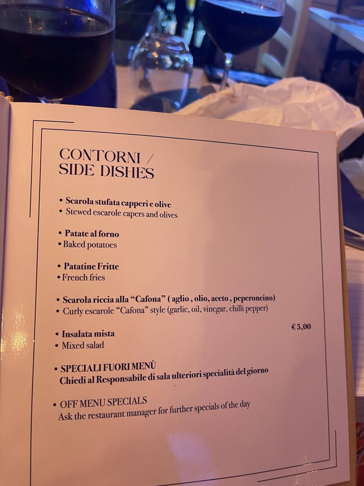 Menu di Le Tre Caravelle 