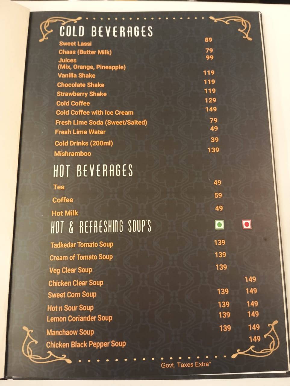 Leela Dining Restaurant & Banquet menu