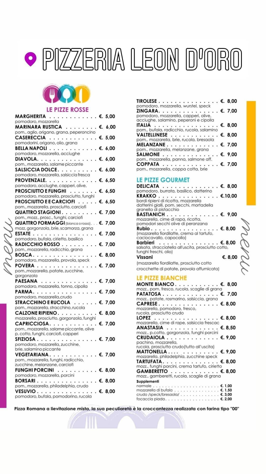Menu di Leon d'oro 