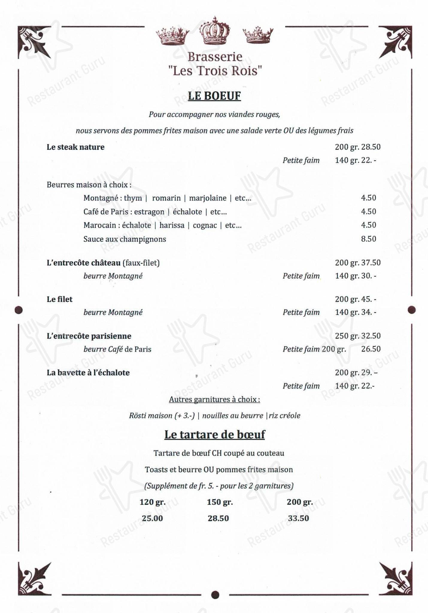 Menu per Brasserie Les Trois Rois SA ristorante