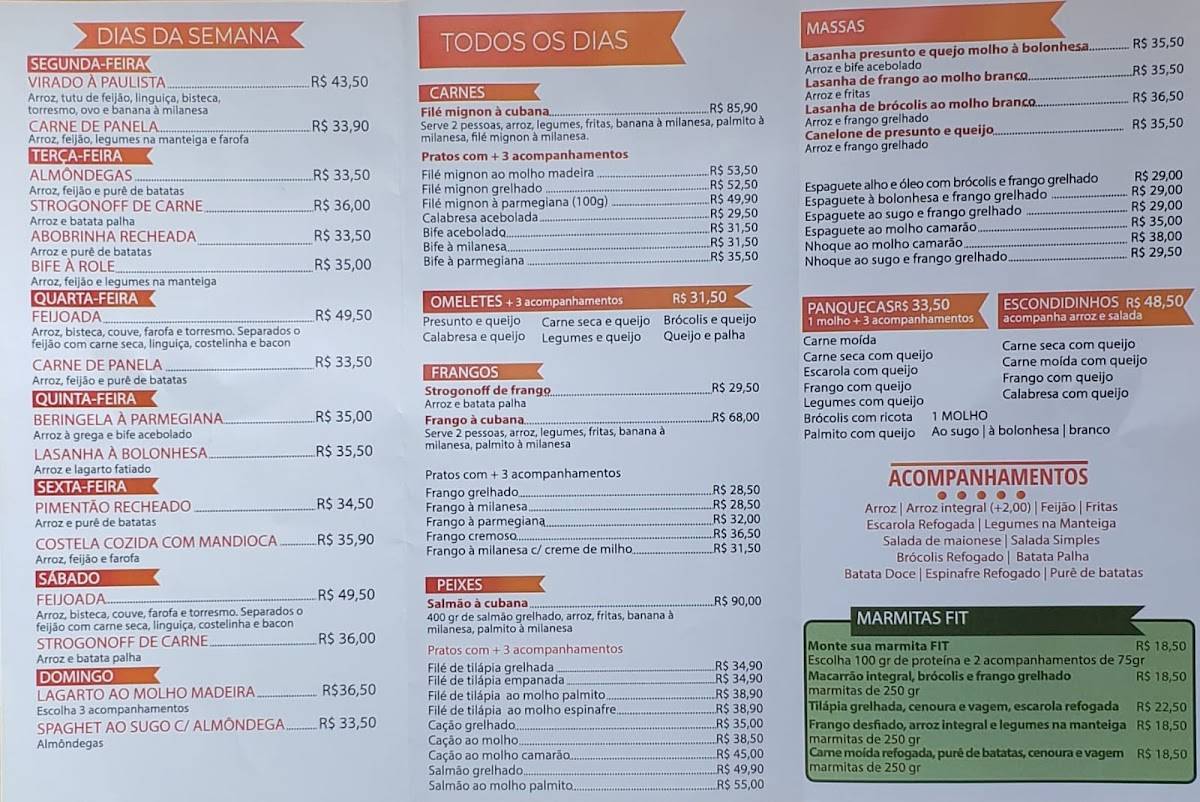 Ligia Refeições Vila Marieta/penha cardápio