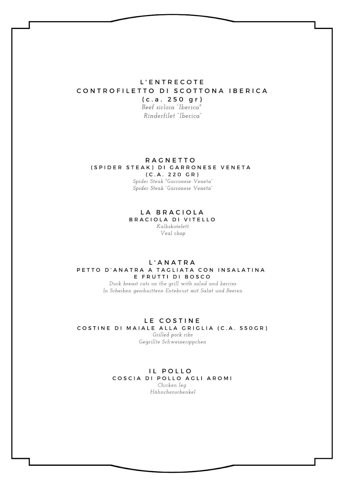 Menu di Locanda Arizona 