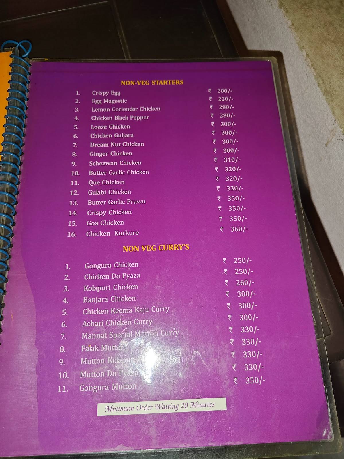 MANNAT DHABA AND RESTAURANT menu