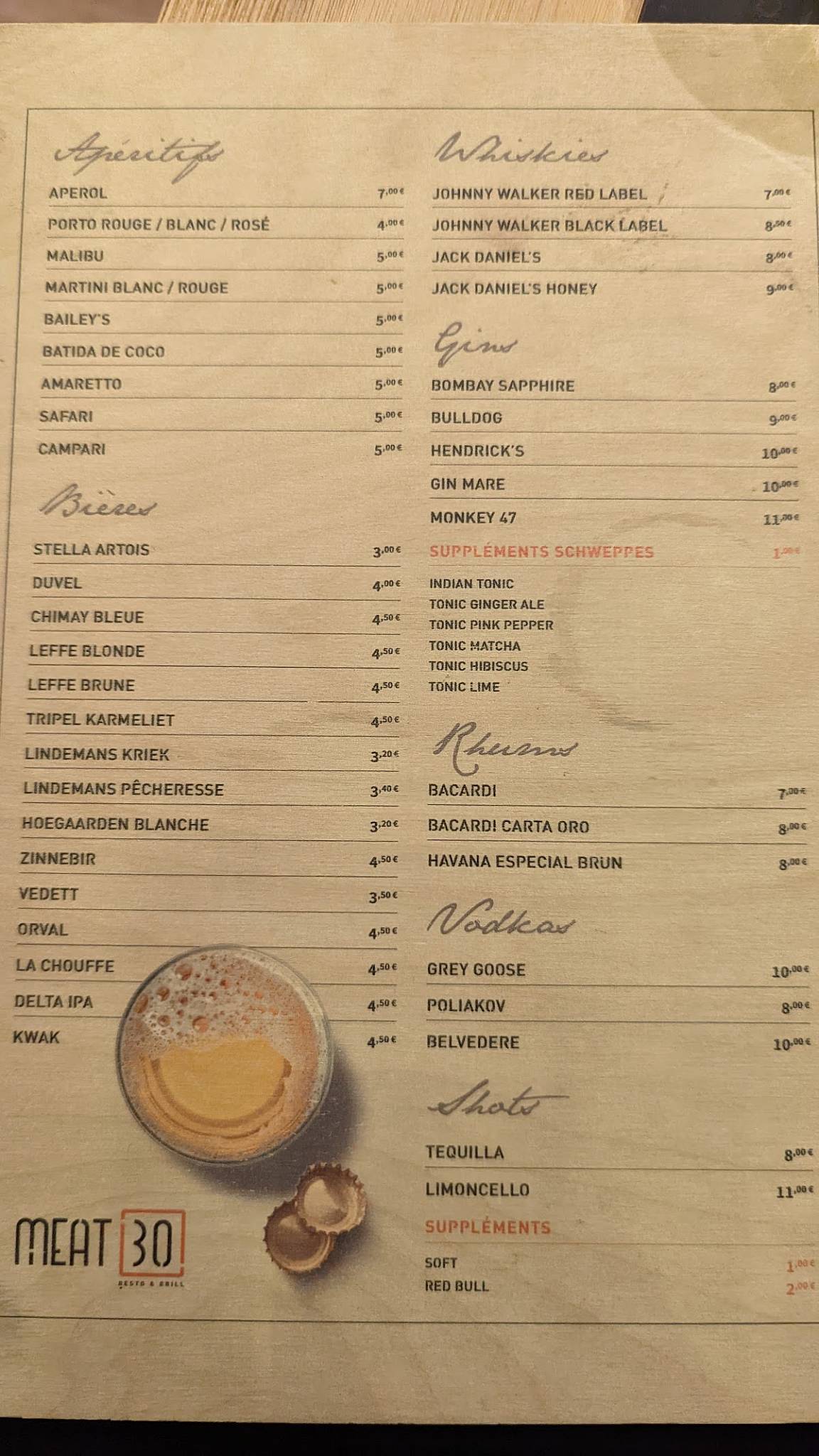 Menu de MEAT30 - STEAKHOUSE