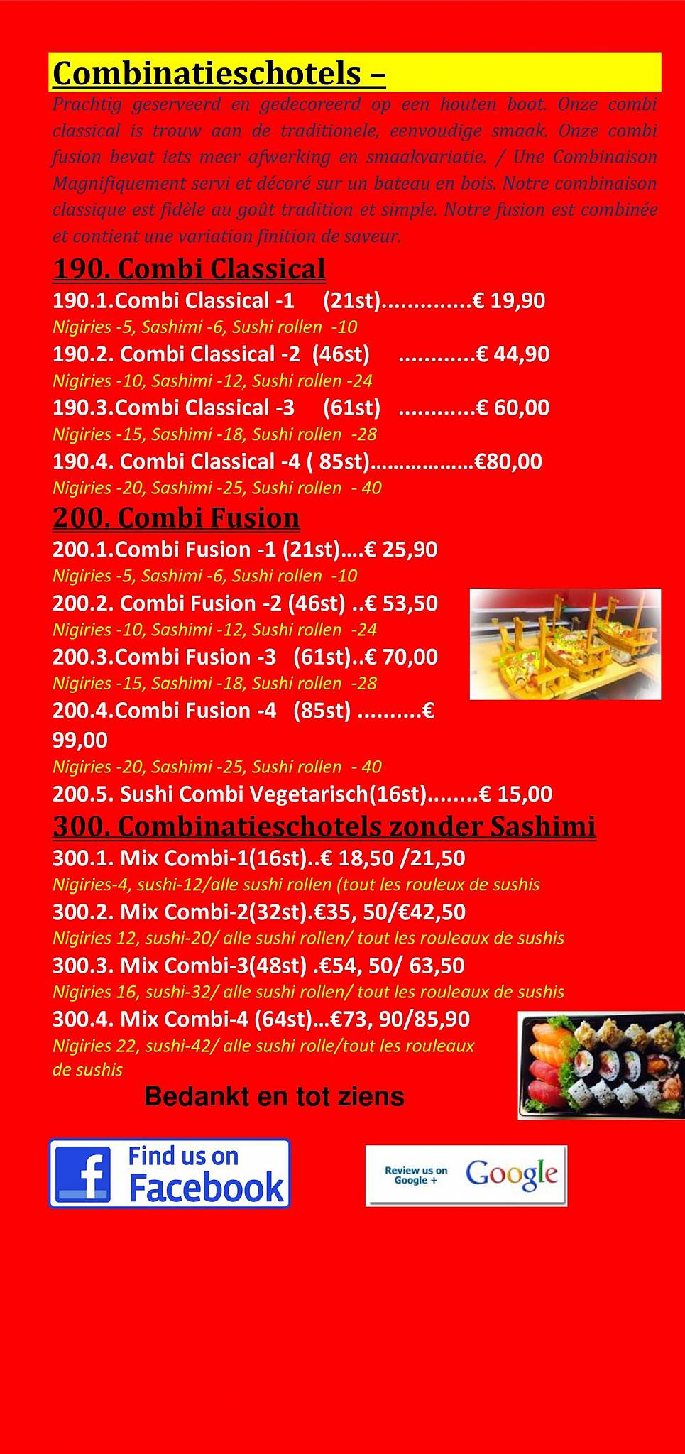 Menu de MISO SUSHI