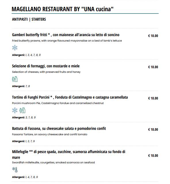 Menu di Magellano Bar & Restaurant 