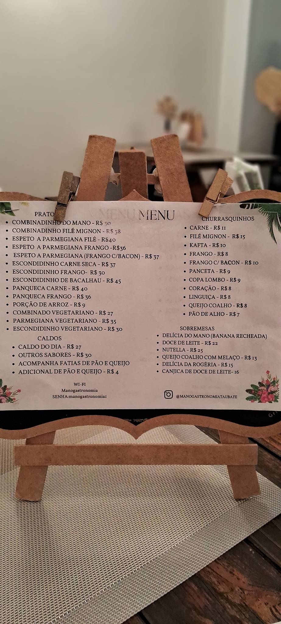 Mano Gastronomia cardápio