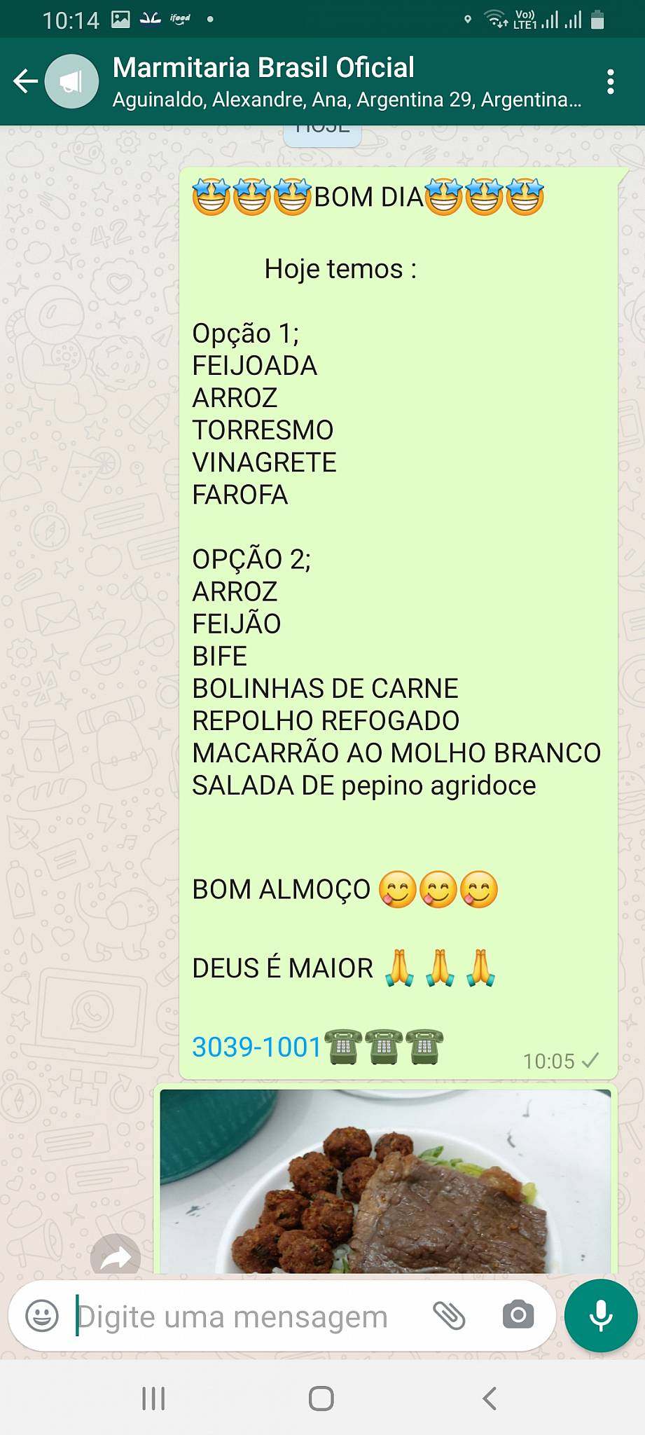 Marmitaria Brasil cardápio